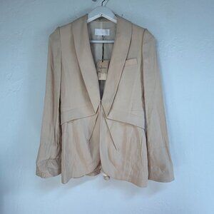 Jill Stuart Womens Beige Linen Blazer Jacket Size 8 Made In Italy